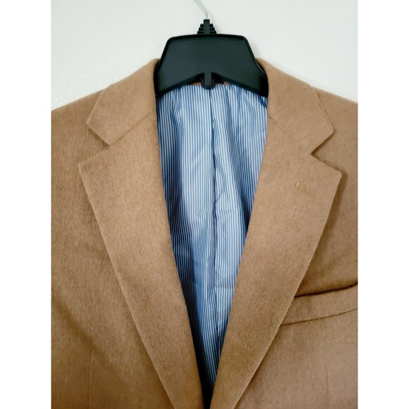 Vintage STAFFORD Mens Blazer Sportcoat Size 44 Reg Camel Hair Casual Wool Jacket - Picture 3 of 13